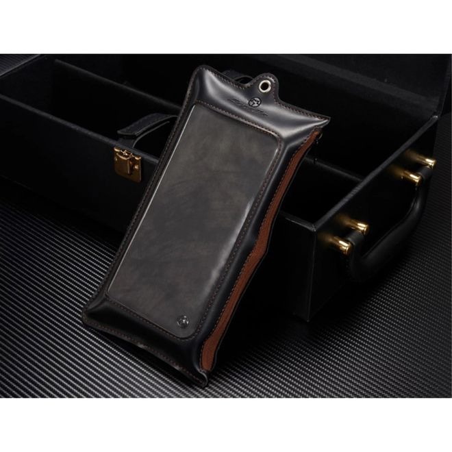 Caseme - iphone 6/6S Hülle - Case aus Leder/Plastik - Retrostyle - abnehmbares Plastik Cover - grau