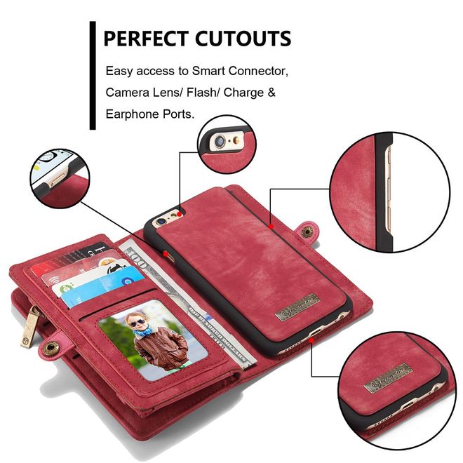 Caseme - iphone 6/6S Hülle - Case aus Leder/Plastik - Retrostyle - abnehmbares Plastik Cover - rot
