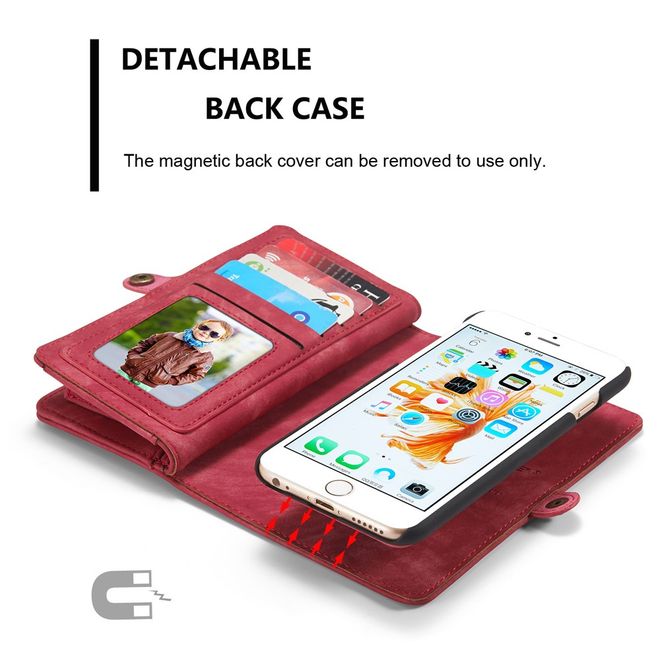 Caseme - iphone 6/6S Hülle - Case aus Leder/Plastik - Retrostyle - abnehmbares Plastik Cover - rot