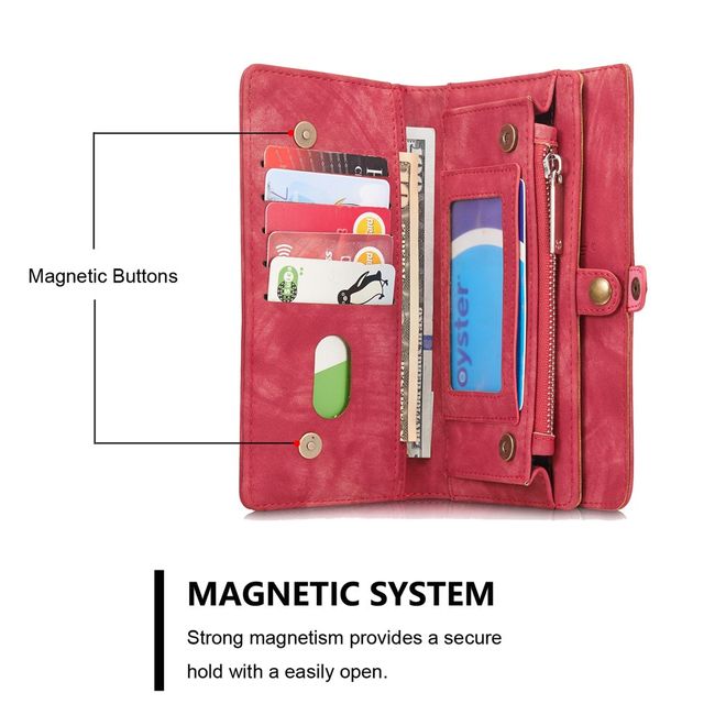 Caseme - iphone 6/6S Hülle - Case aus Leder/Plastik - Retrostyle - abnehmbares Plastik Cover - rot