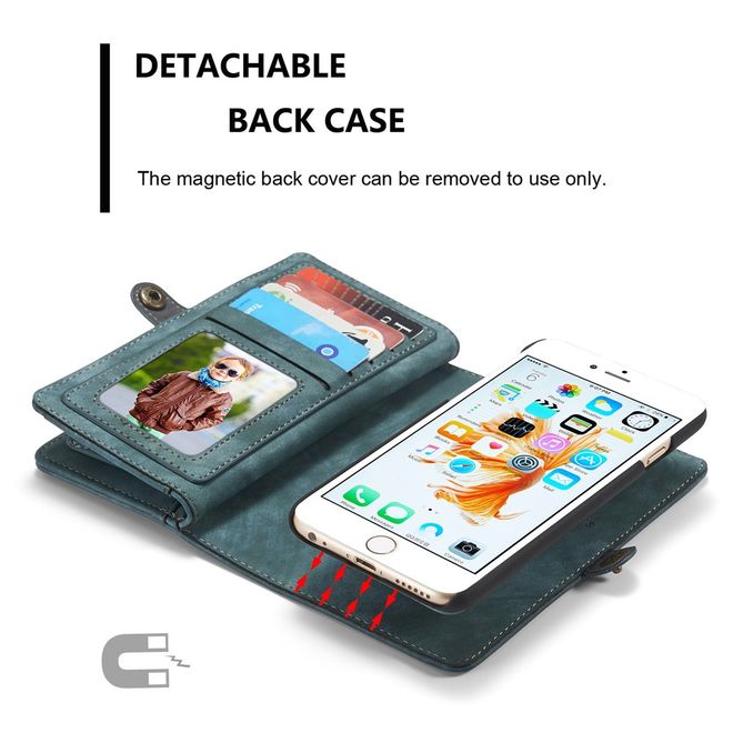Caseme - iphone 6/6S Hülle - Case aus Leder/Plastik - Retrostyle - abnehmbares Plastik Cover - blau