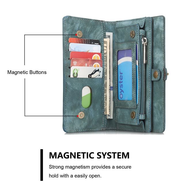 Caseme - iphone 6/6S Hülle - Case aus Leder/Plastik - Retrostyle - abnehmbares Plastik Cover - blau