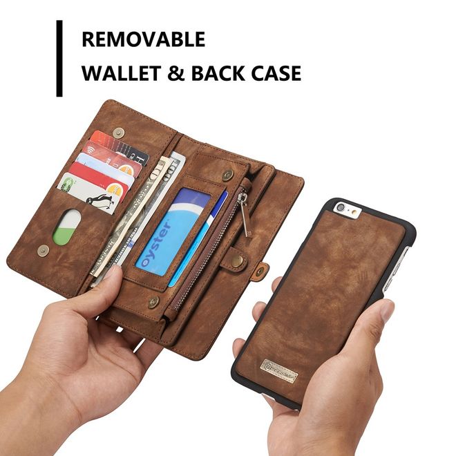 Caseme - iphone 6/6S Hülle - Case aus Leder/Plastik - Retrostyle - abnehmbares Plastik Cover - braun