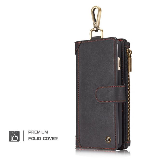 Caseme - Hülle für iPhone 6/6S - Cover aus Leder/Plastik - mit Karabinerhaken - schwarz