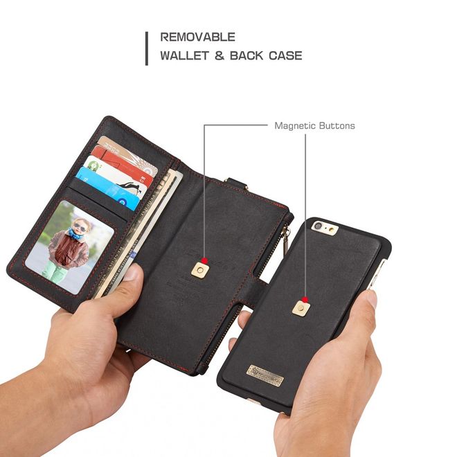 Caseme - Hülle für iPhone 6/6S - Cover aus Leder/Plastik - mit Karabinerhaken - schwarz