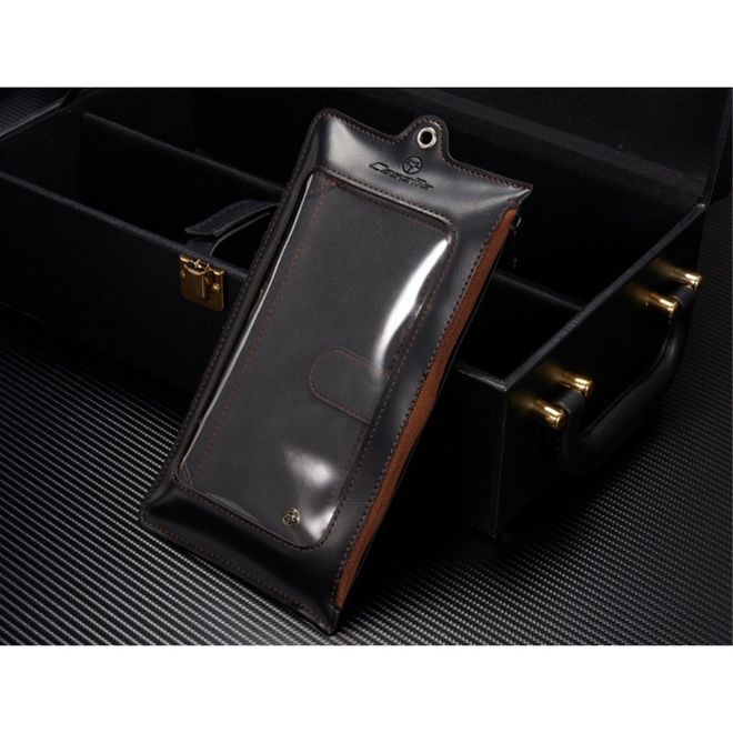 Caseme - Hülle für iPhone 6/6S - Cover aus Leder/Plastik - mit Karabinerhaken - schwarz