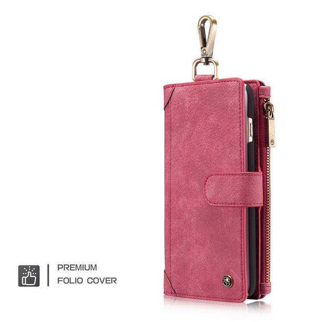 Caseme - Hülle für iPhone 6/6S - Cover aus Leder/Plastik - mit Karabinerhaken - rot