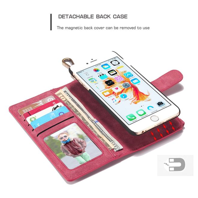 Caseme - Hülle für iPhone 6/6S - Cover aus Leder/Plastik - mit Karabinerhaken - rot