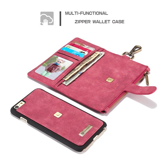 Caseme - Hülle für iPhone 6/6S - Cover aus Leder/Plastik - mit Karabinerhaken - rot