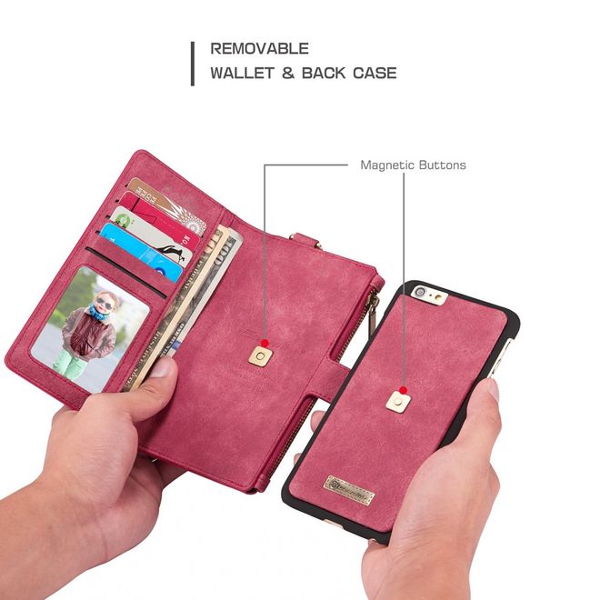 Caseme - Hülle für iPhone 6/6S - Cover aus Leder/Plastik - mit Karabinerhaken - rot