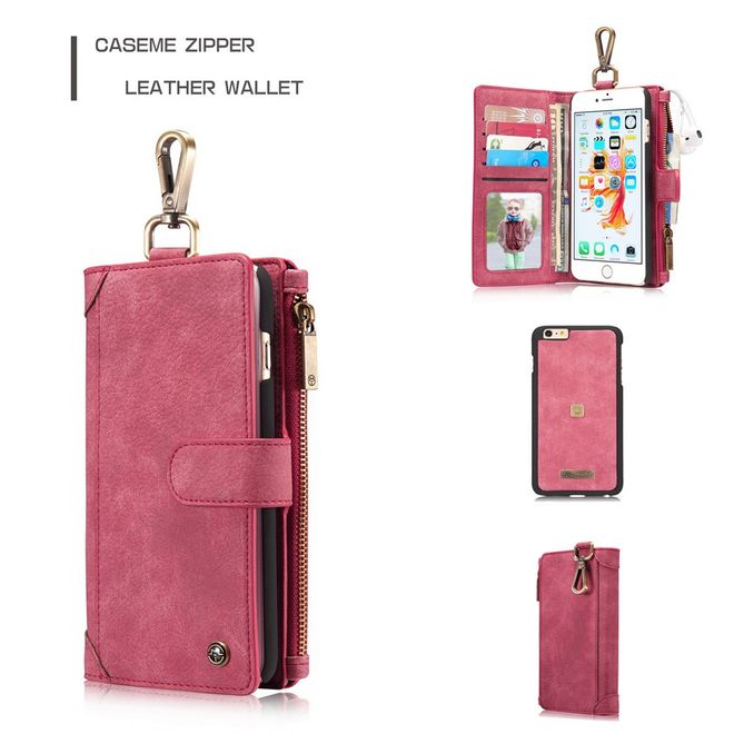 Caseme - Hülle für iPhone 6/6S - Cover aus Leder/Plastik - mit Karabinerhaken - rot