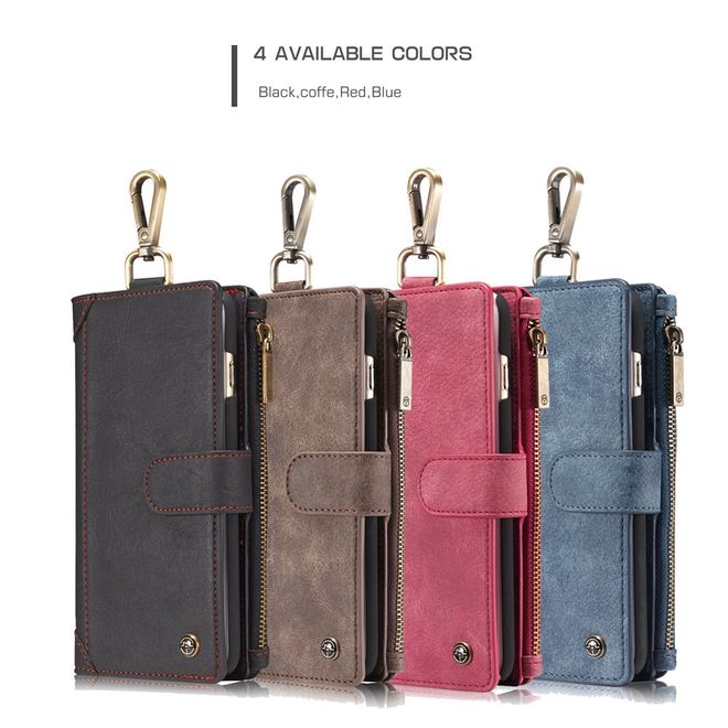 Caseme - Hülle für iPhone 6/6S - Cover aus Leder/Plastik - mit Karabinerhaken - rot