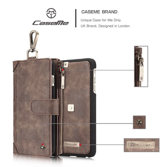 Caseme - Hülle für iPhone 6/6S - Cover aus Leder/Plastik - mit Karabinerhaken - braun