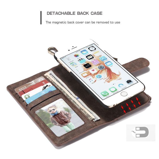 Caseme - Hülle für iPhone 6/6S - Cover aus Leder/Plastik - mit Karabinerhaken - braun