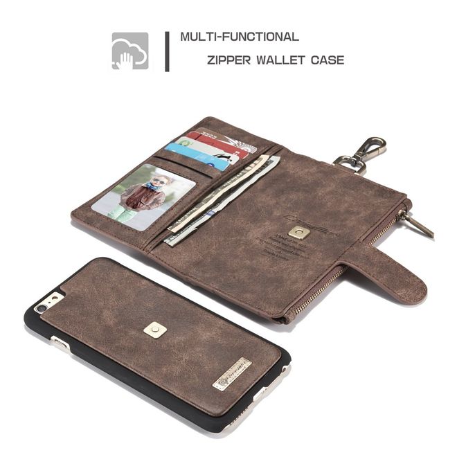 Caseme - Hülle für iPhone 6/6S - Cover aus Leder/Plastik - mit Karabinerhaken - braun