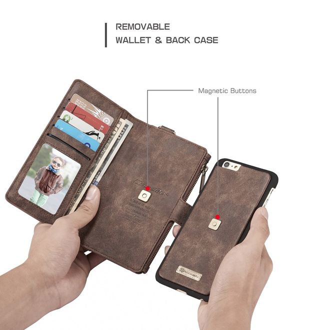 Caseme - Hülle für iPhone 6/6S - Cover aus Leder/Plastik - mit Karabinerhaken - braun