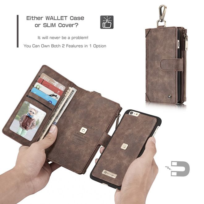 Caseme - Hülle für iPhone 6/6S - Cover aus Leder/Plastik - mit Karabinerhaken - braun