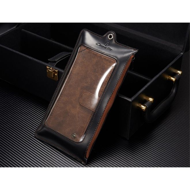 Caseme - Hülle für iPhone 6/6S - Cover aus Leder/Plastik - mit Karabinerhaken - braun