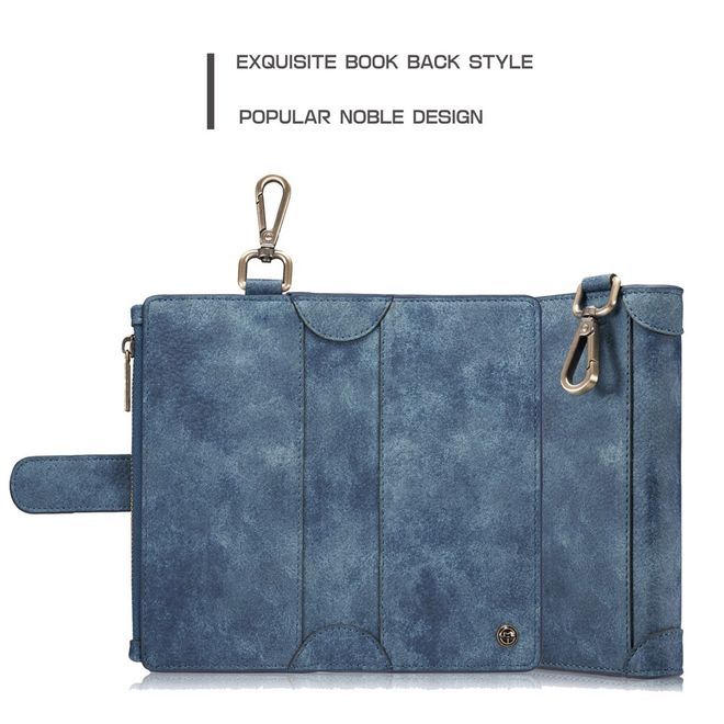 Caseme - Hülle für iPhone 6/6S - Cover aus Leder/Plastik - mit Karabinerhaken - blau