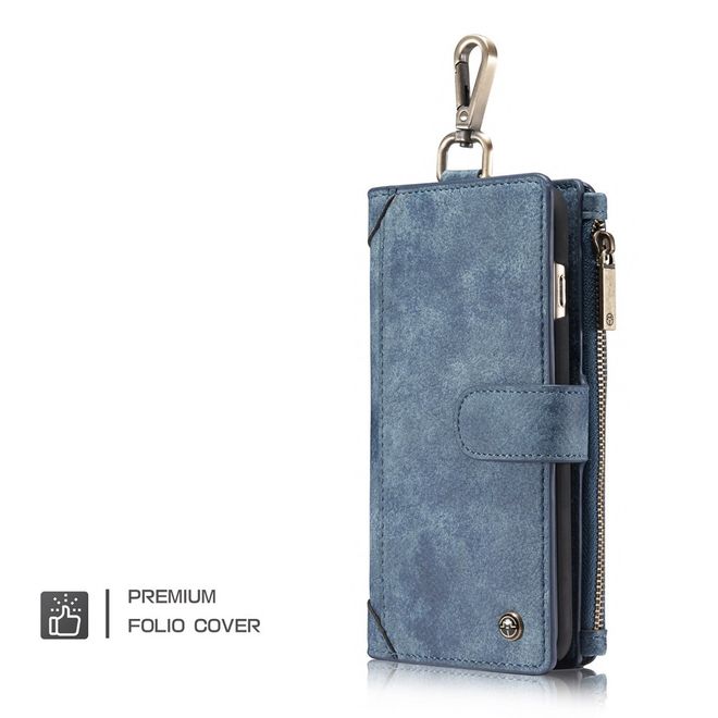 Caseme - Hülle für iPhone 6/6S - Cover aus Leder/Plastik - mit Karabinerhaken - blau