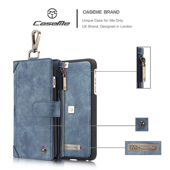 Caseme - Hülle für iPhone 6/6S - Cover aus Leder/Plastik - mit Karabinerhaken - blau
