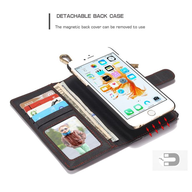 Caseme - Hülle für iPhone 6/6S - Cover aus Leder/Plastik - mit Karabinerhaken - blau