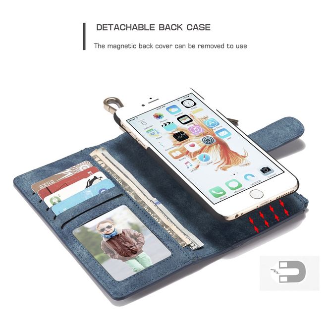 Caseme - Hülle für iPhone 6/6S - Cover aus Leder/Plastik - mit Karabinerhaken - blau