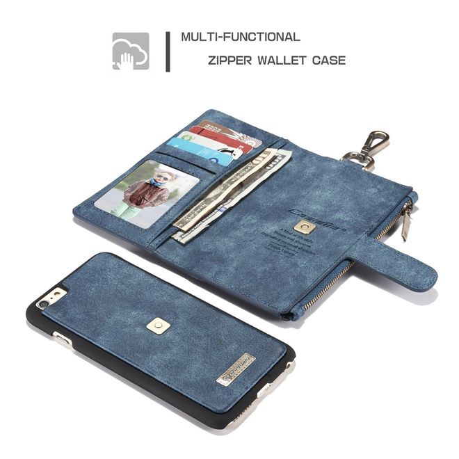 Caseme - Hülle für iPhone 6/6S - Cover aus Leder/Plastik - mit Karabinerhaken - blau