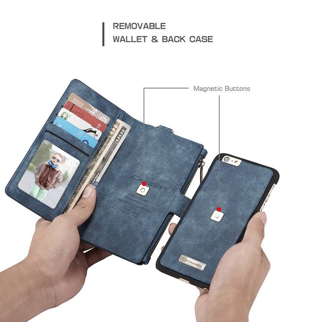 Caseme - Hülle für iPhone 6/6S - Cover aus Leder/Plastik - mit Karabinerhaken - blau