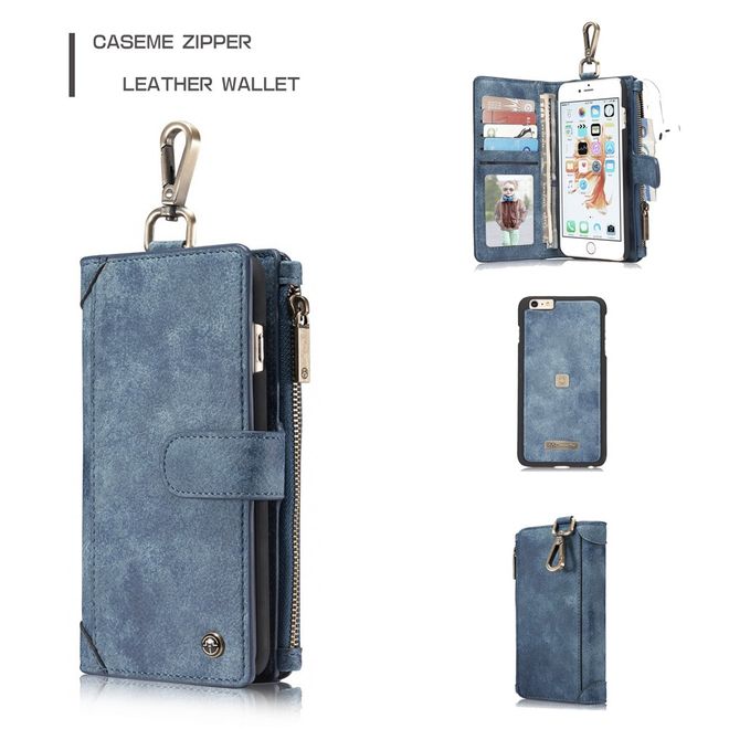 Caseme - Hülle für iPhone 6/6S - Cover aus Leder/Plastik - mit Karabinerhaken - blau