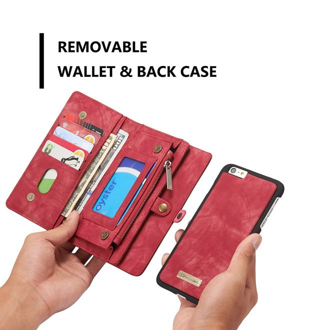 Caseme - iPhone 6 Plus/6S Plus Hülle - Case aus Leder/Plastik - Retrostyle - abnehmbares Plastik Cover - rot