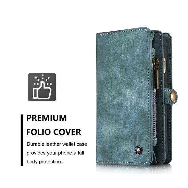 Caseme - iPhone 6 Plus/6S Plus Hülle - Case aus Leder/Plastik - Retrostyle - abnehmbares Plastik Cover - blau