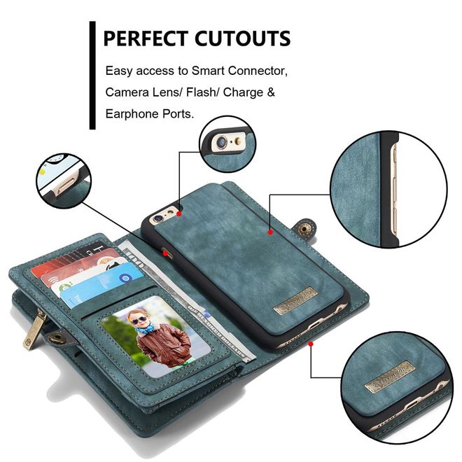 Caseme - iPhone 6 Plus/6S Plus Hülle - Case aus Leder/Plastik - Retrostyle - abnehmbares Plastik Cover - blau