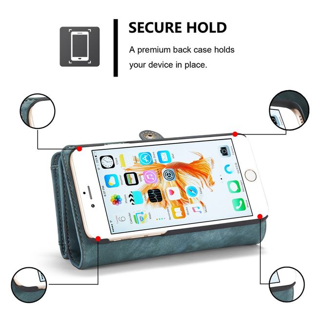Caseme - iPhone 6 Plus/6S Plus Hülle - Case aus Leder/Plastik - Retrostyle - abnehmbares Plastik Cover - blau