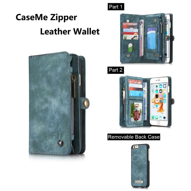 Caseme - iPhone 6 Plus/6S Plus Hülle - Case aus Leder/Plastik - Retrostyle - abnehmbares Plastik Cover - blau