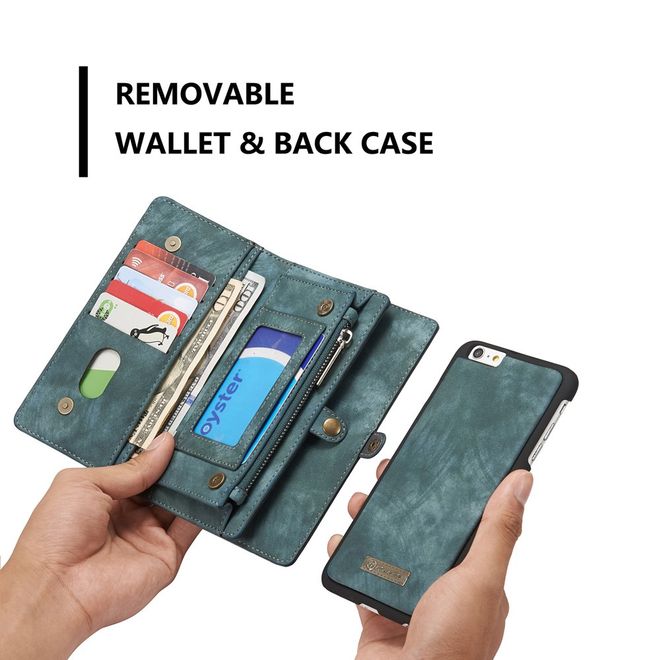 Caseme - iPhone 6 Plus/6S Plus Hülle - Case aus Leder/Plastik - Retrostyle - abnehmbares Plastik Cover - blau