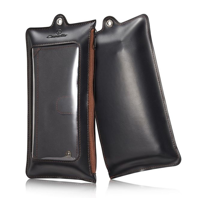 Caseme - Hülle für iPhone 6 Plus/6S Plus - Cover aus Leder/Plastik - mit Karabinerhaken - schwarz
