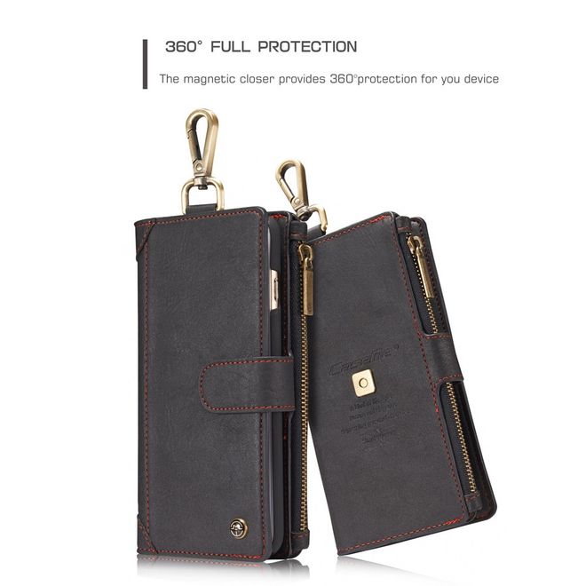 Caseme - Hülle für iPhone 6 Plus/6S Plus - Cover aus Leder/Plastik - mit Karabinerhaken - schwarz