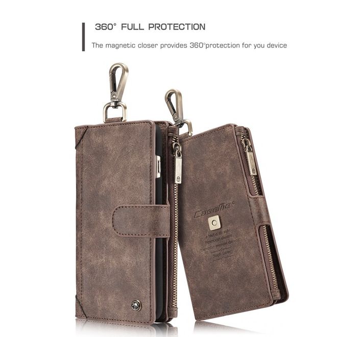 Caseme - Hülle für iPhone 6 Plus/6S Plus - Cover aus Leder/Plastik - mit Karabinerhaken - braun