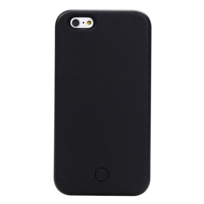 Hülle für iPhone 6 Plus/6S Plus - Case aus Plastik - mit Selfie LED Licht - schwarz