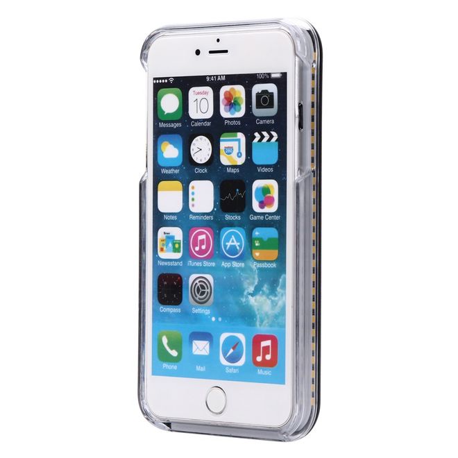 Hülle für iPhone 6 Plus/6S Plus - Case aus Plastik - mit Selfie LED Licht - schwarz