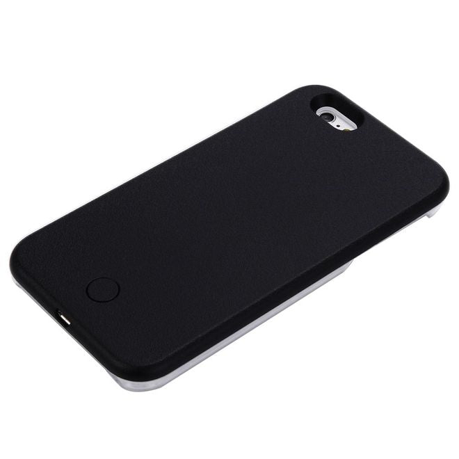 Hülle für iPhone 6 Plus/6S Plus - Case aus Plastik - mit Selfie LED Licht - schwarz