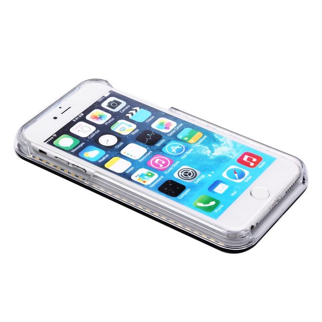 Hülle für iPhone 6 Plus/6S Plus - Case aus Plastik - mit Selfie LED Licht - schwarz