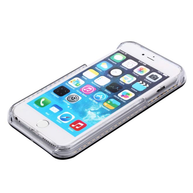 Hülle für iPhone 6 Plus/6S Plus - Case aus Plastik - mit Selfie LED Licht - schwarz