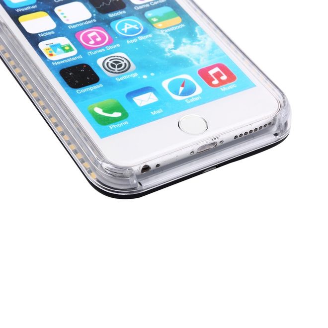 Hülle für iPhone 6 Plus/6S Plus - Case aus Plastik - mit Selfie LED Licht - schwarz