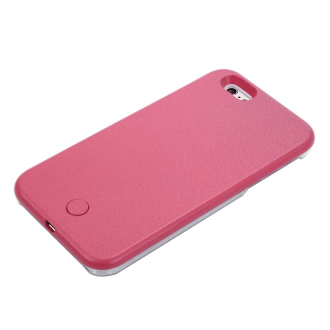Hülle für iPhone 6 Plus/6S Plus - Case aus Plastik - mit Selfie LED Licht - rosa