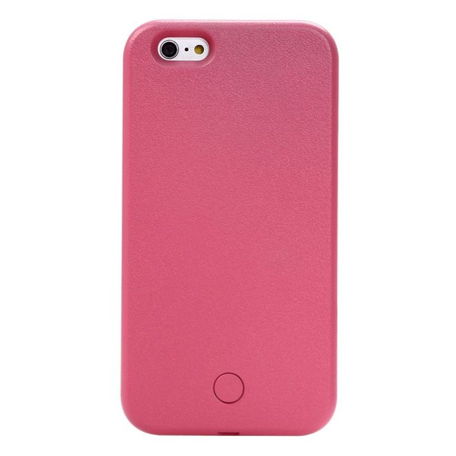 Hülle für iPhone 6 Plus/6S Plus - Case aus Plastik - mit Selfie LED Licht - rosa