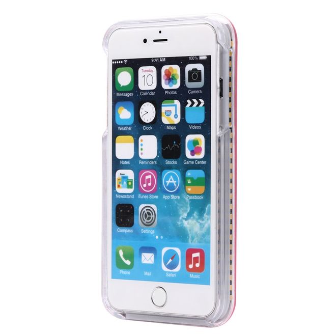 Hülle für iPhone 6 Plus/6S Plus - Case aus Plastik - mit Selfie LED Licht - rosa