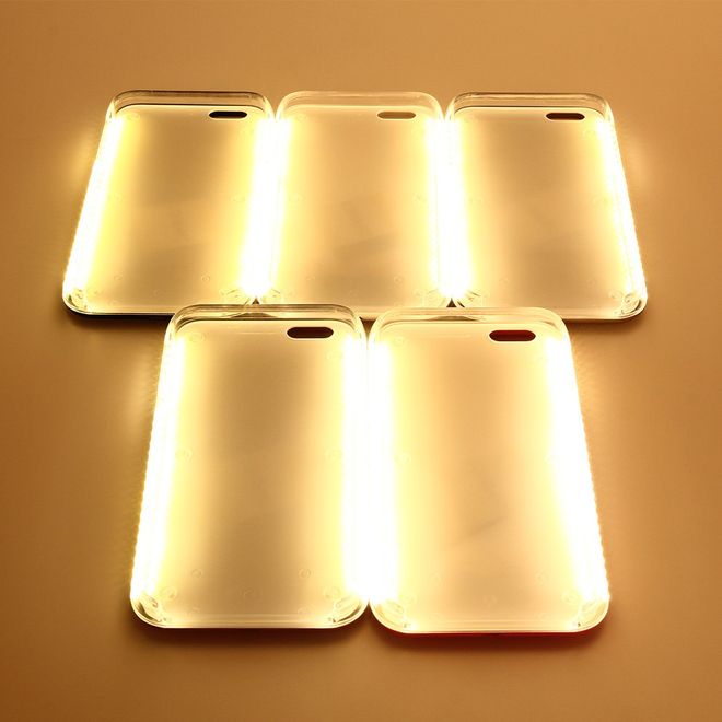 Hülle für iPhone 6 Plus/6S Plus - Case aus Plastik - mit Selfie LED Licht - rosa