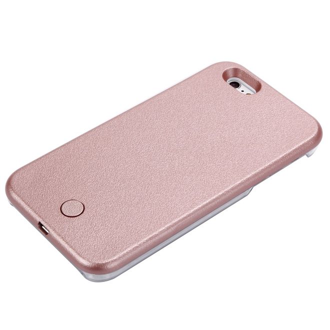 Hülle für iPhone 6 Plus/6S Plus - Case aus Plastik - mit Selfie LED Licht - rosegold